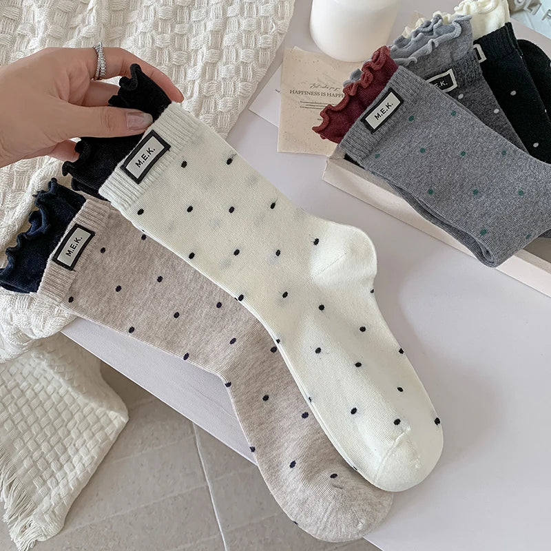 Women New Dots Cute Frilly Casual Fashion Socks