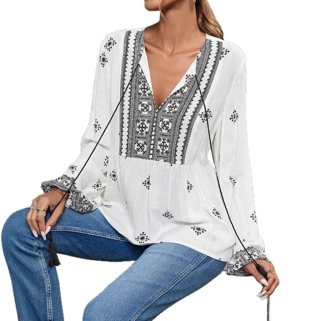 Boho Long-sleeve Blouses For Women