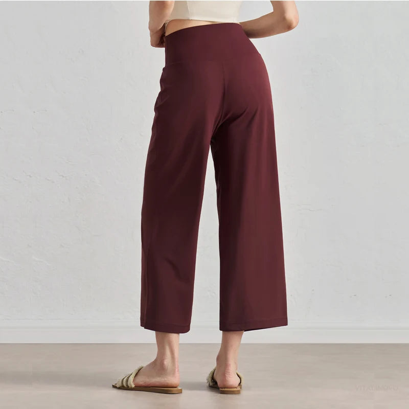 Capri Pants for Women Wide Leg Yoga Cropped Pants Tummy Control