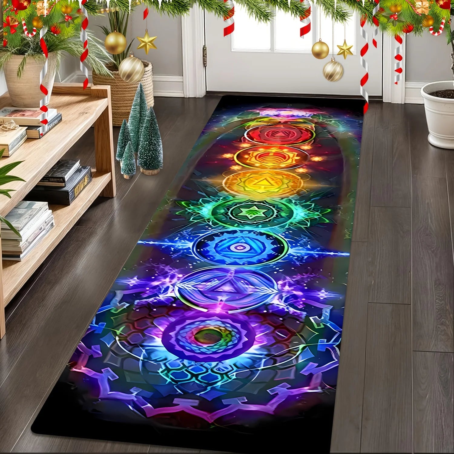 Seven Chakra Energy Yoga Mat Rainbow Seven-Color Chakra Lotus Design