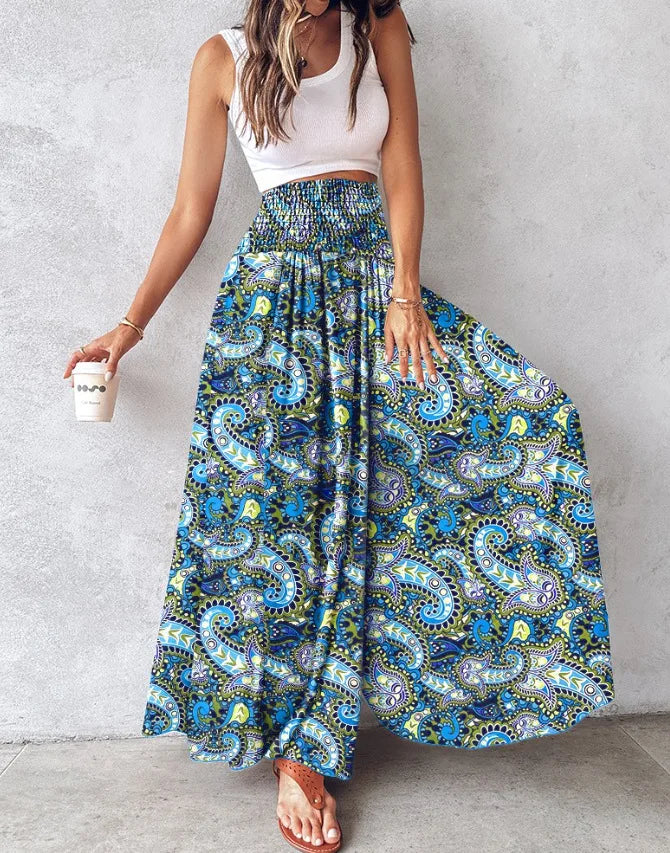 Boho Print Pant Women Wide Leg