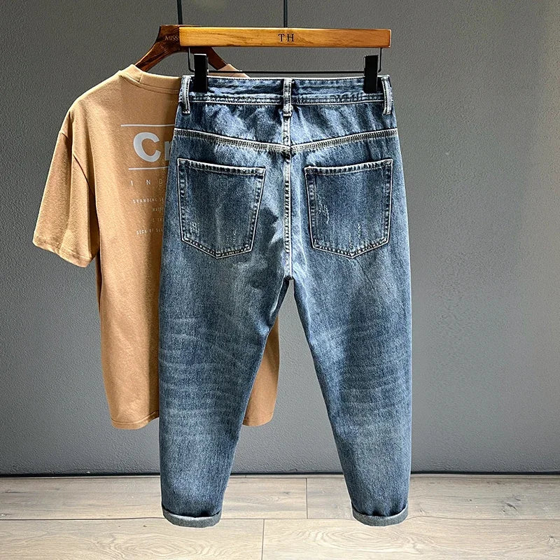 New Frayed Jeans Men Baggy