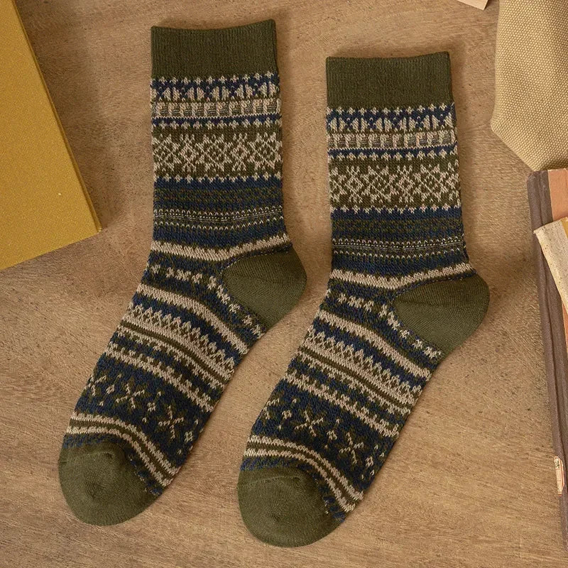 Mens Socks Fashion Retro Geometric Patterns