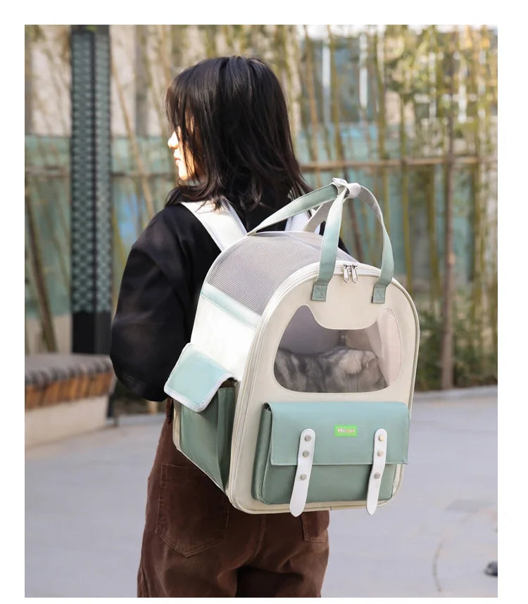 Portable Breathable Backpack for Carrying Pet Cats and Small Dogs