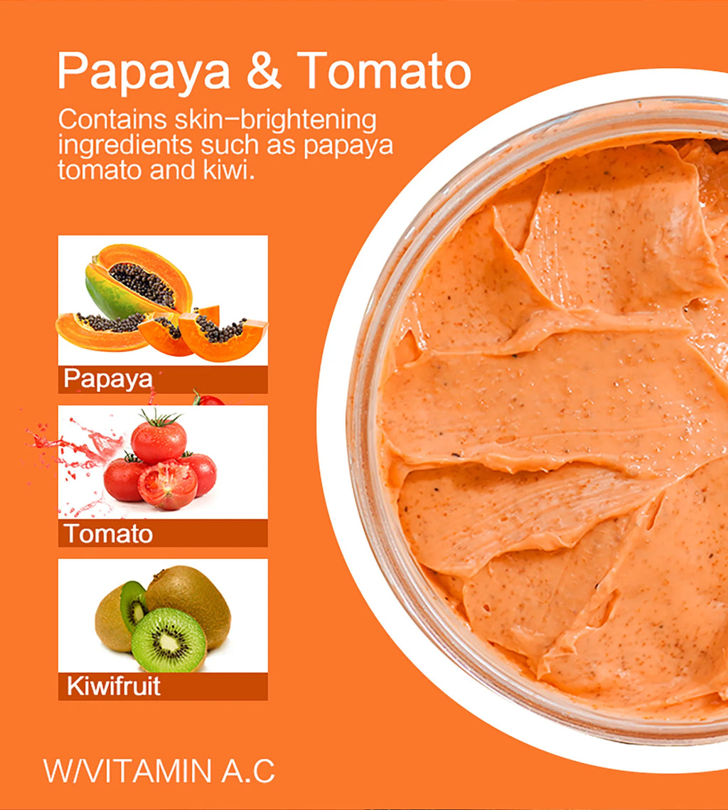 Papaya and Tomato Combination Scrub, Reduces Spots, Whitening and Exfoliating