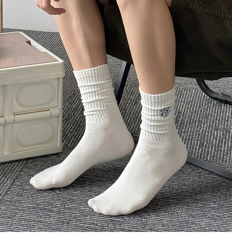 Men's Socks New Embroidery Fashion Solid Color