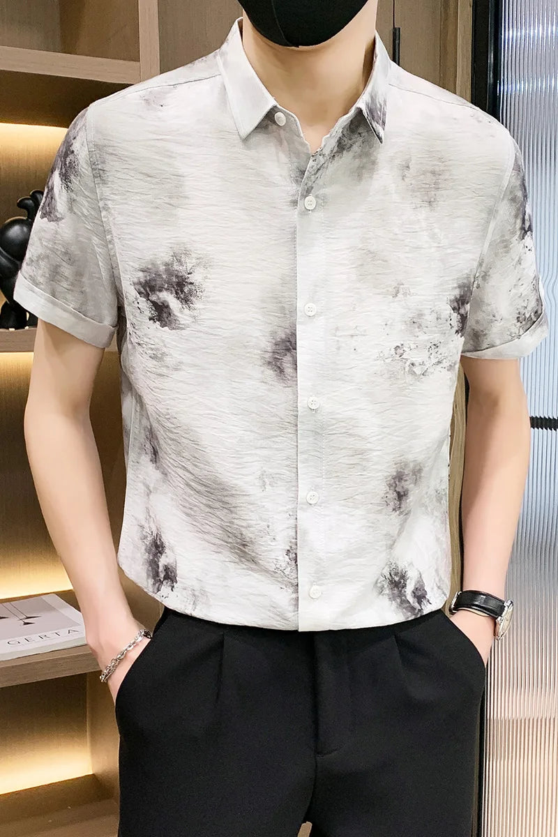 Fashion Men Summer Casual Short Sleeve Floral Shirt