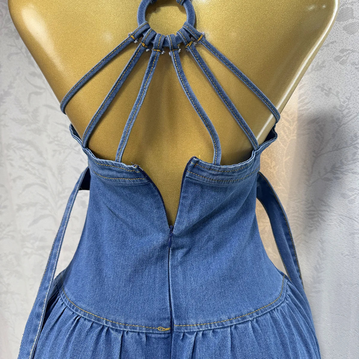 Long Dress Women Denim Dress Sling