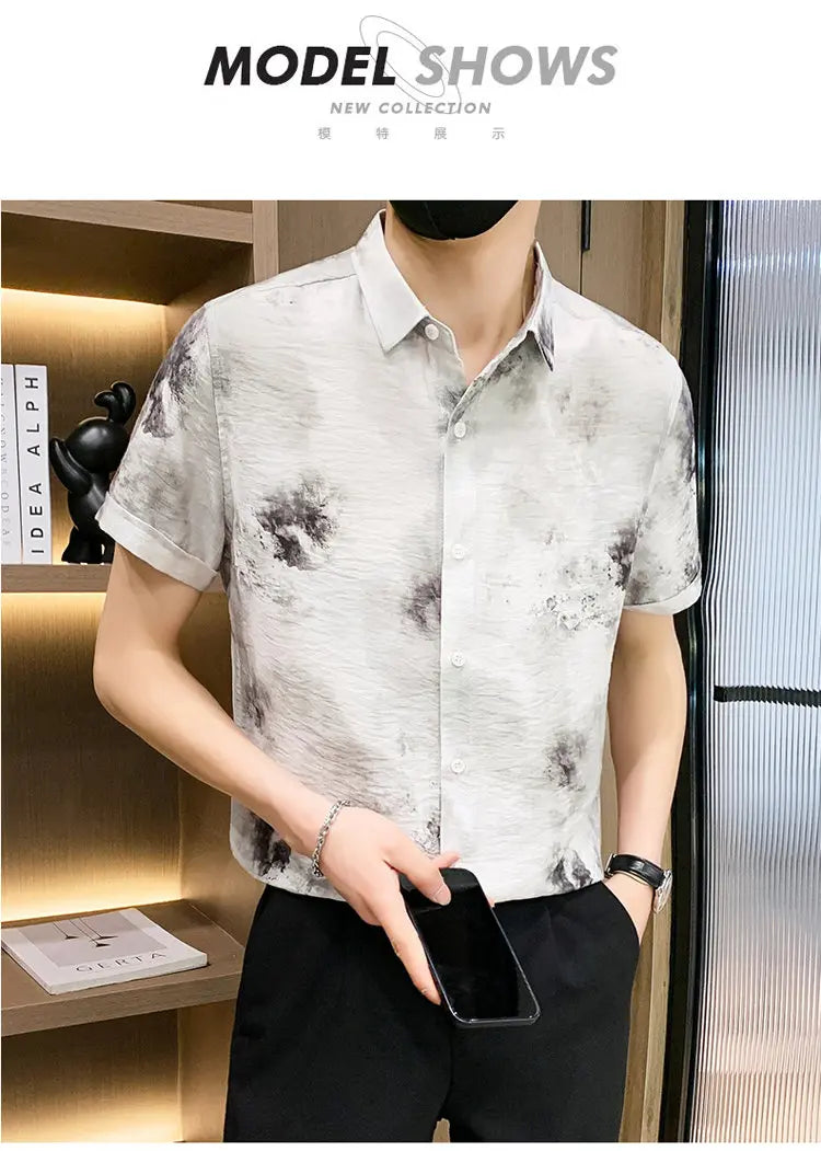 Fashion Men Summer Casual Short Sleeve Floral Shirt