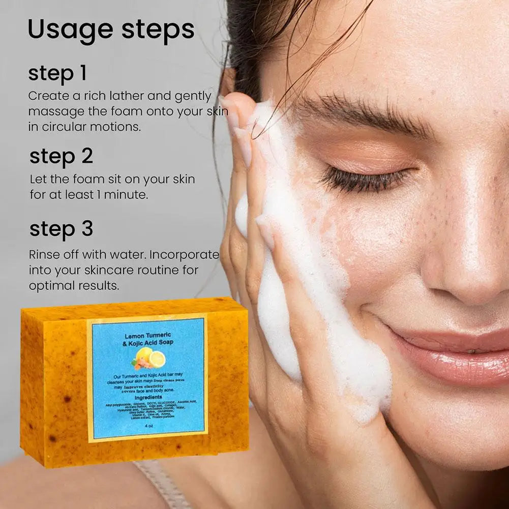 100g Turmeric Hand Made Soap, Lemon Kojic Acid Soap, Shower and Facial Soap