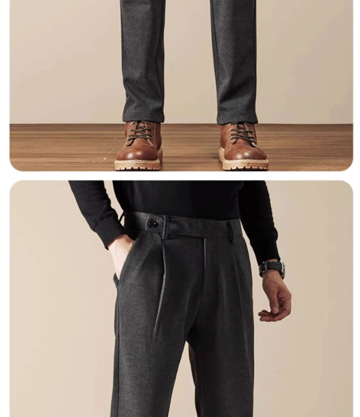 Business Casual Men's Brushed Khakis Straight Leg