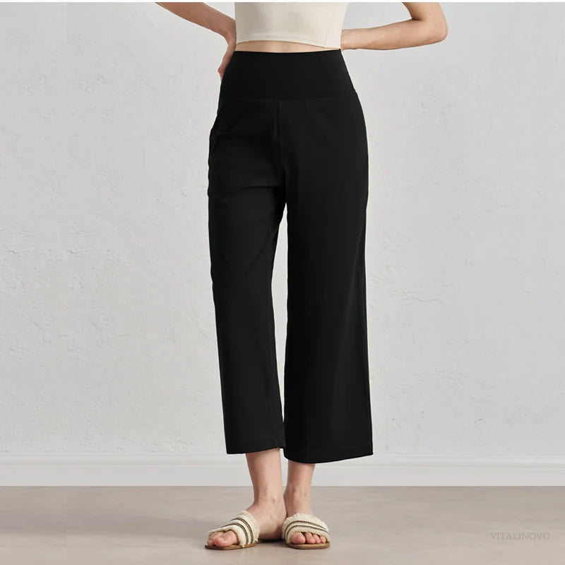 Capri Pants for Women Wide Leg Yoga Cropped Pants Tummy Control