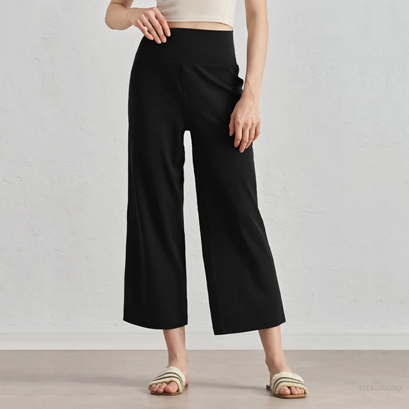Capri Pants for Women Wide Leg Yoga Cropped Pants Tummy Control