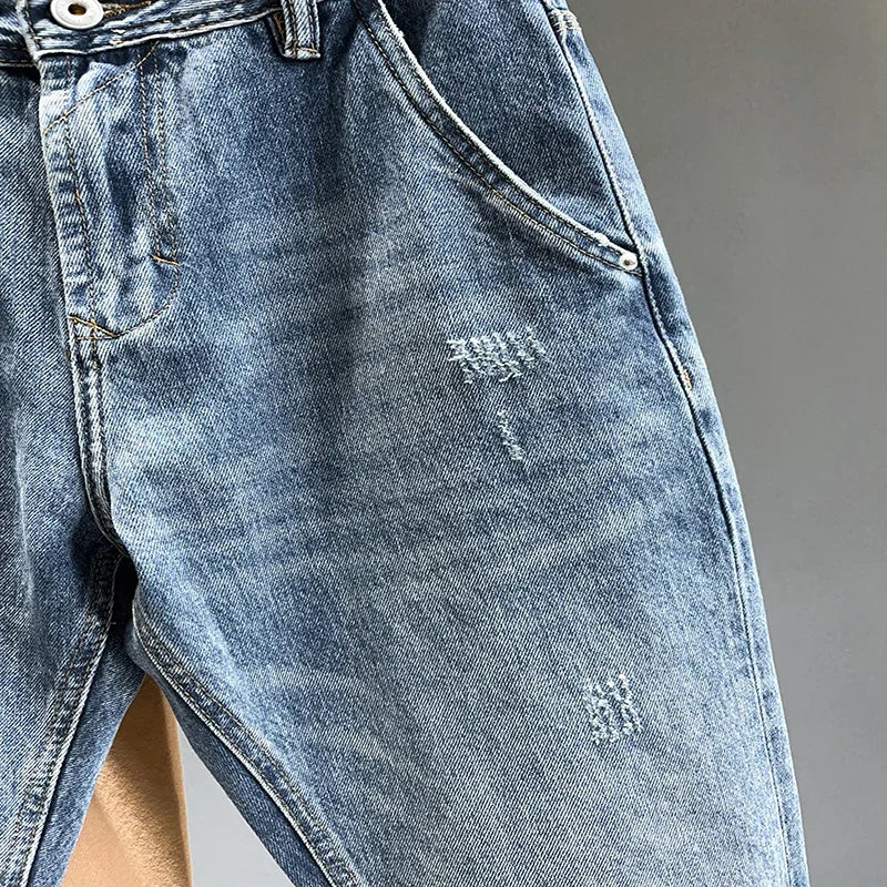 New Frayed Jeans Men Baggy