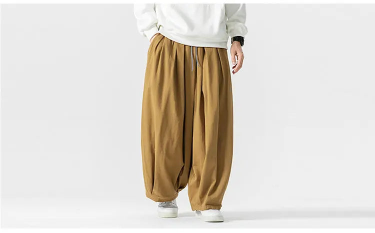 Oversized Men Wide Leg Pants Elastic Waist Joggers Trousers Male