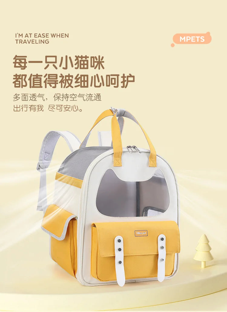 Portable Breathable Backpack for Carrying Pet Cats and Small Dogs