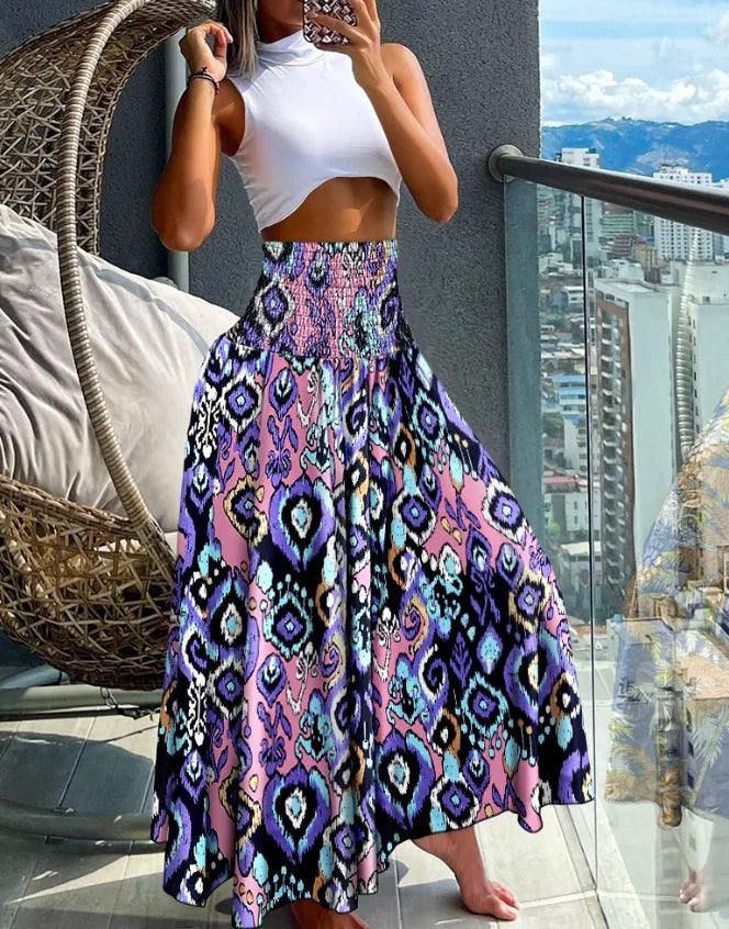 Boho Print Pant Women Wide Leg