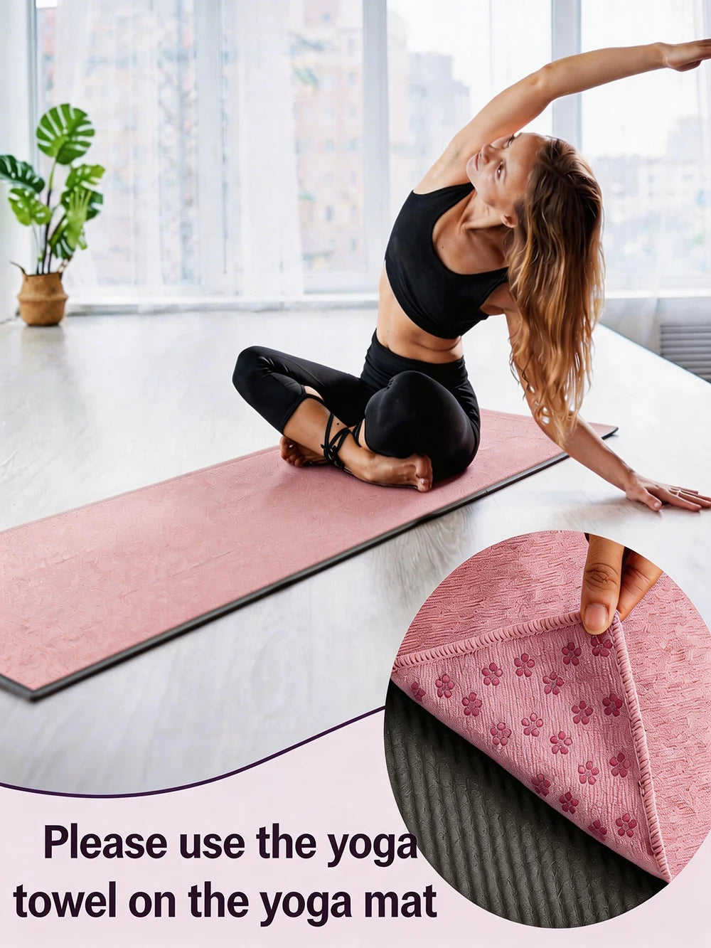 Non Slip Yoga Towel 72"x24" Microfiber Yoga Mat Cover