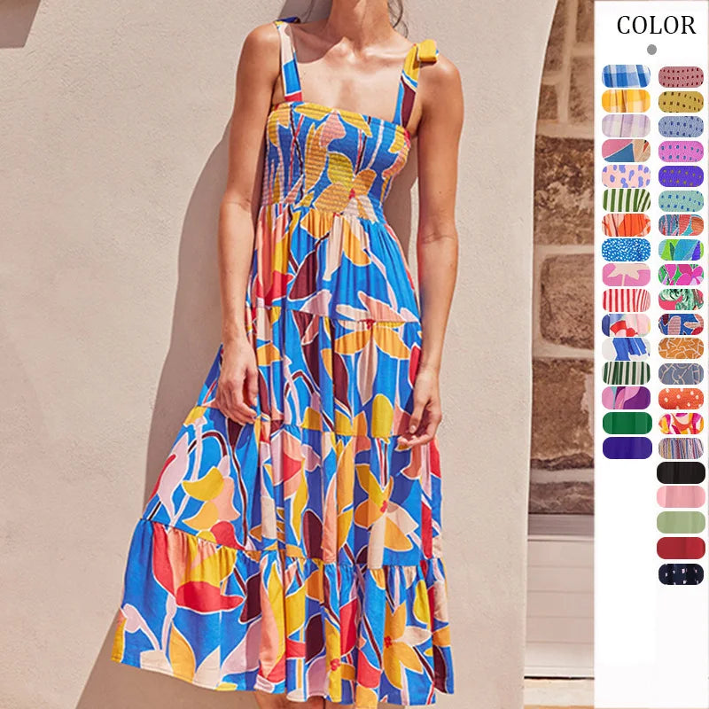 Fashion Bohemian Style Print Beach Dress