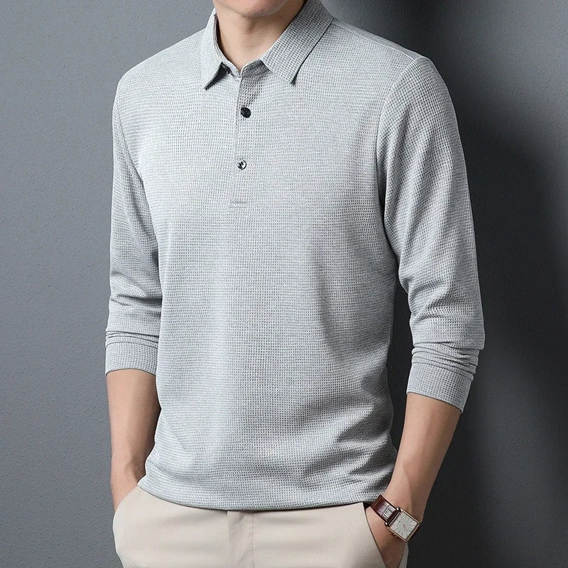 Men's Business Casual Polo Long Sleeve