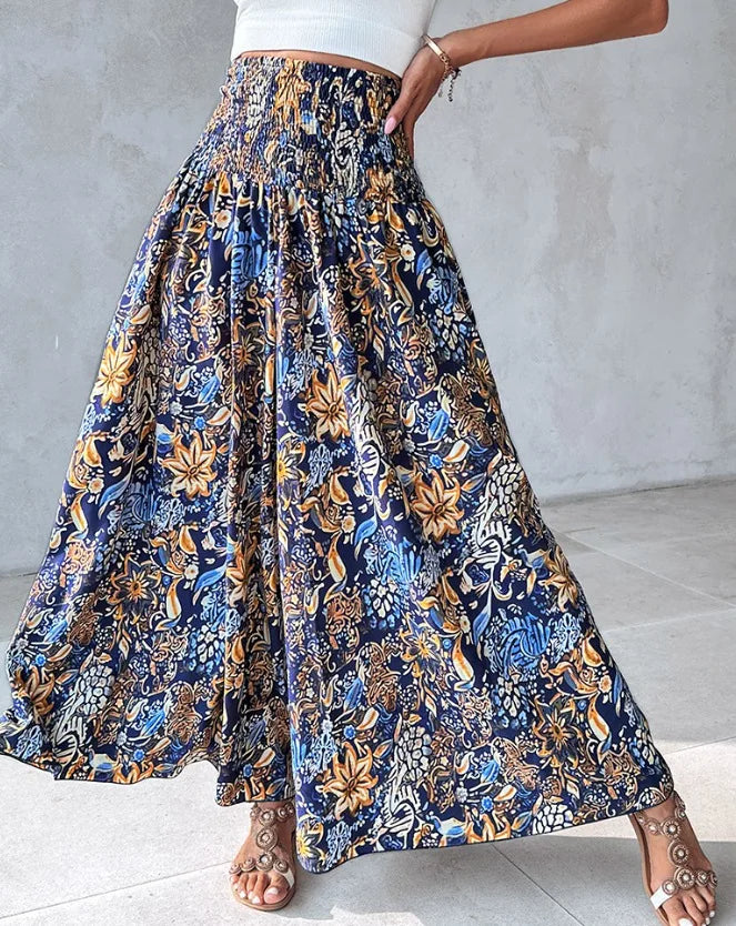 Boho Print Pant Women Wide Leg