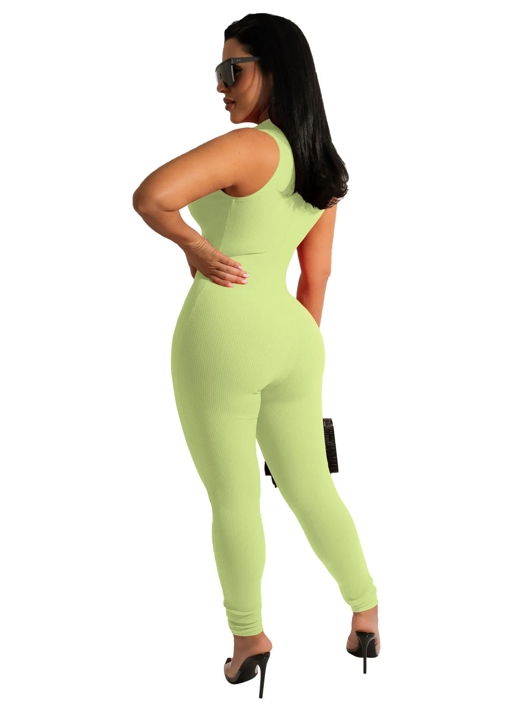 Plus Size Fitness Overalls zippered front