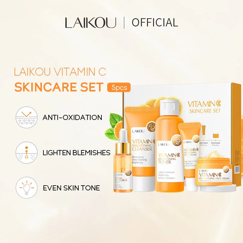 5 Pieces Vitamin C Skincare Set  Moisturizing Face Serum Brighten Cream
