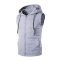 Men Hooded Vest Jacket Sleeveless Zipper