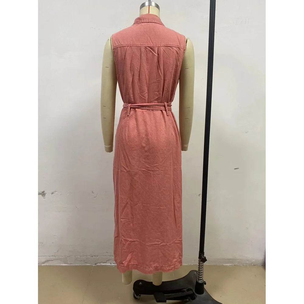 Women Sleeveless Denim Dress