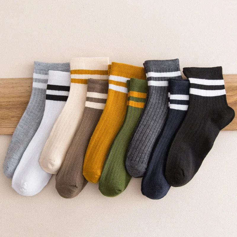 1 Pairs/Lot Knitted Striped Cotton Mens Socks Hit Trendy Japan Korea Harajuku Socks Man Male Calcetines