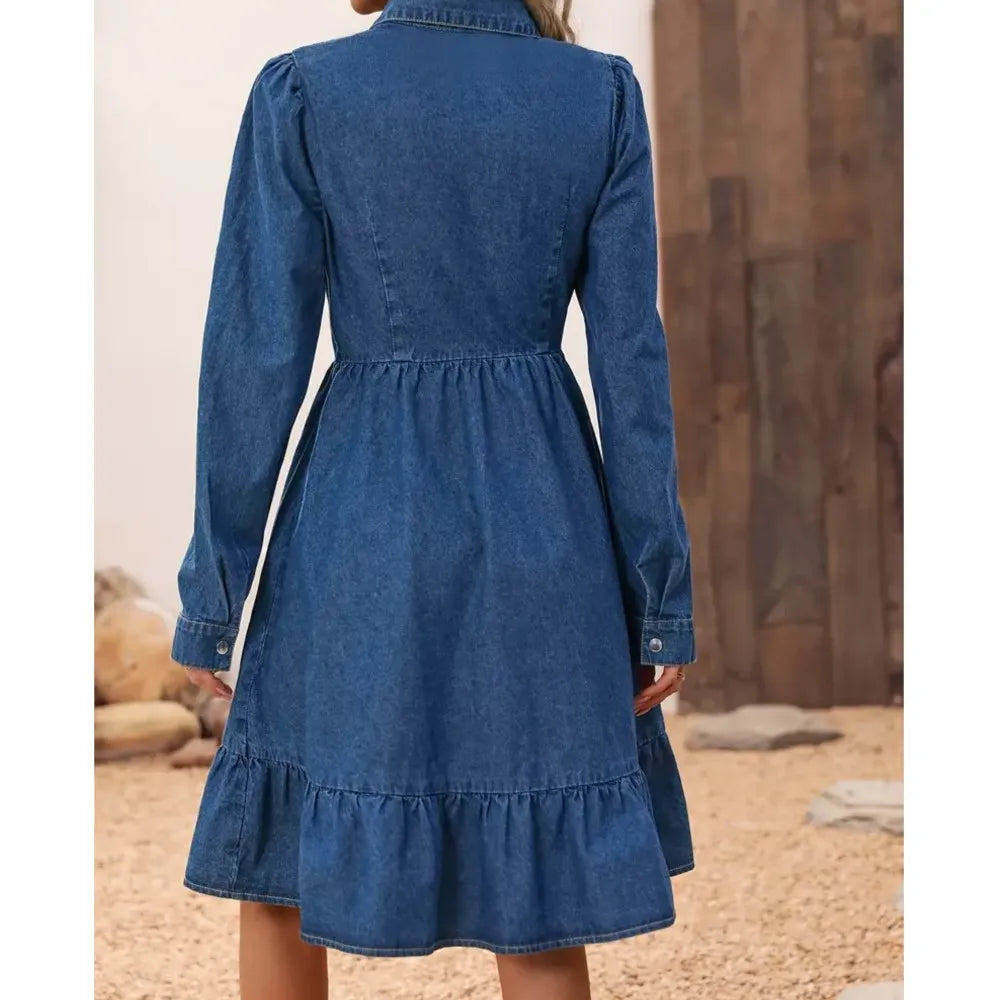 Women's Denim Shirt Short Sleeve Dress
