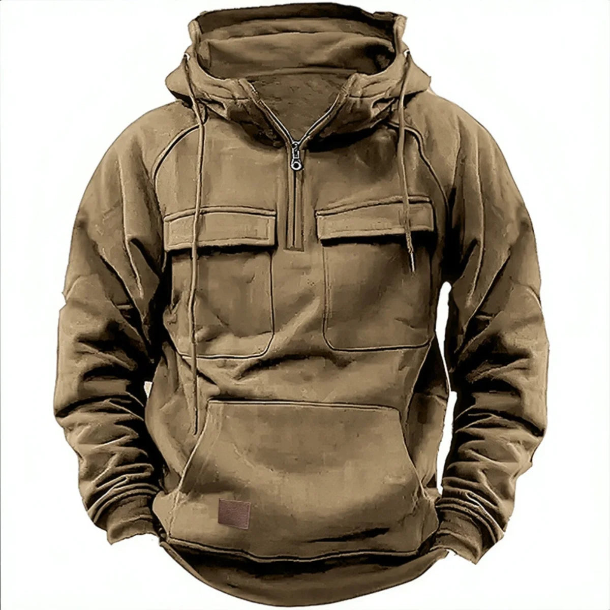 Men's hooded solid-color casual hoodie