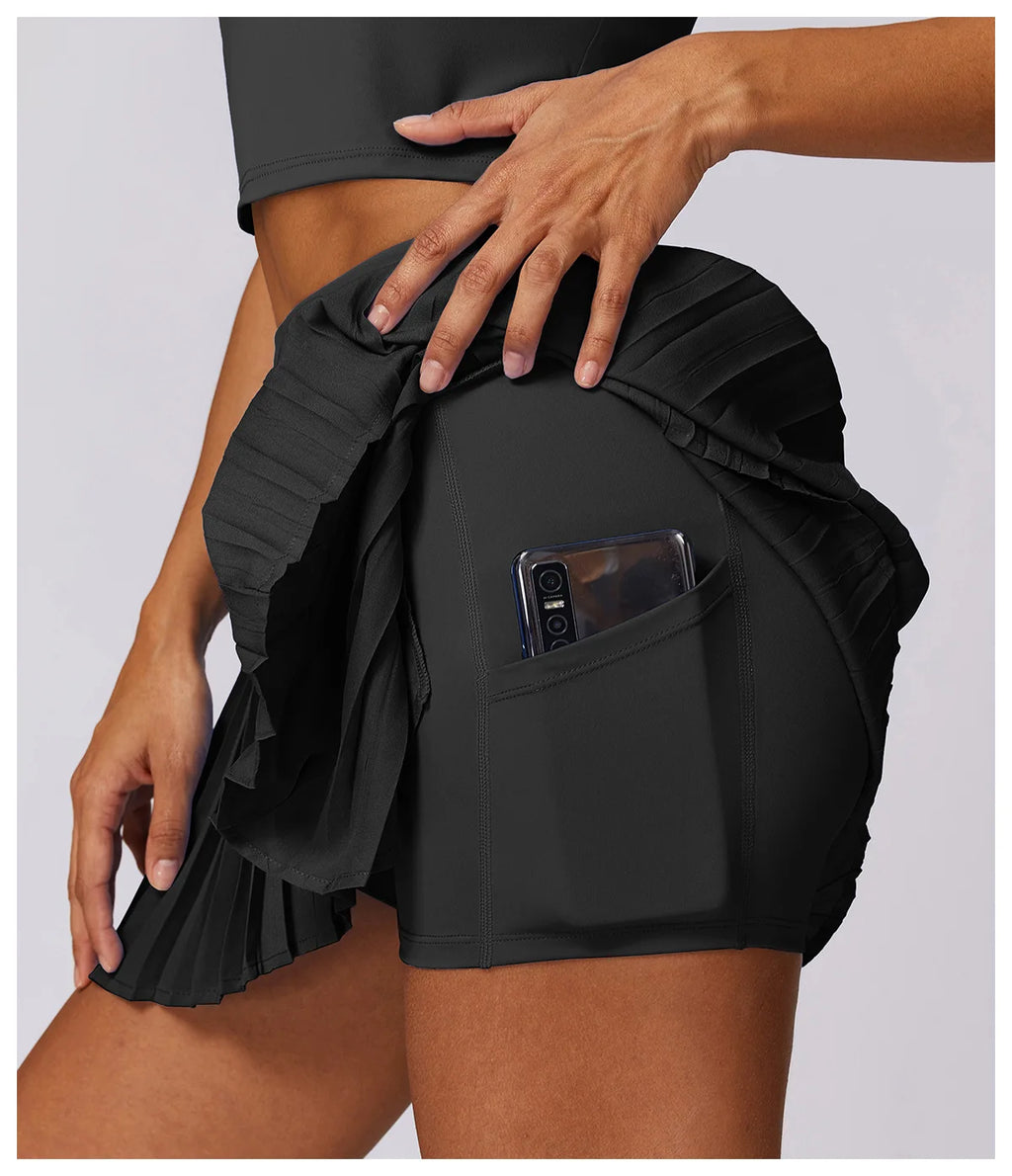 Women Dance Gym Workout Fitness Solid Sports Skirts