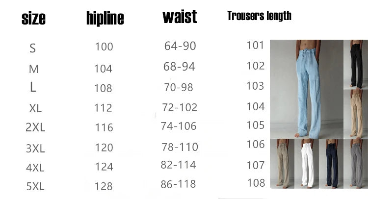 Boho Cotton Linen Pants for Men New Summer Lightweight Loose Fit