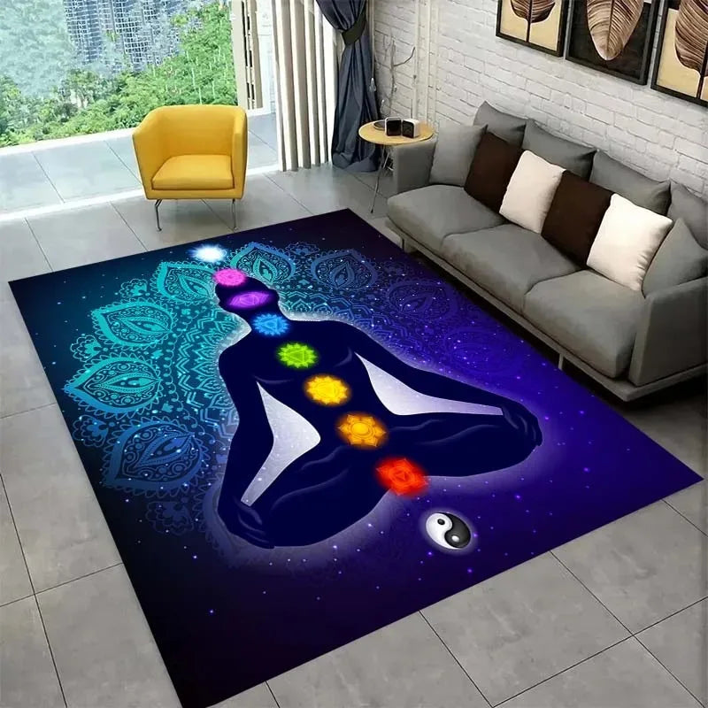 Colorful Yoga Pattern Floor Mats Door Decoration Home Living Room Floor Mats