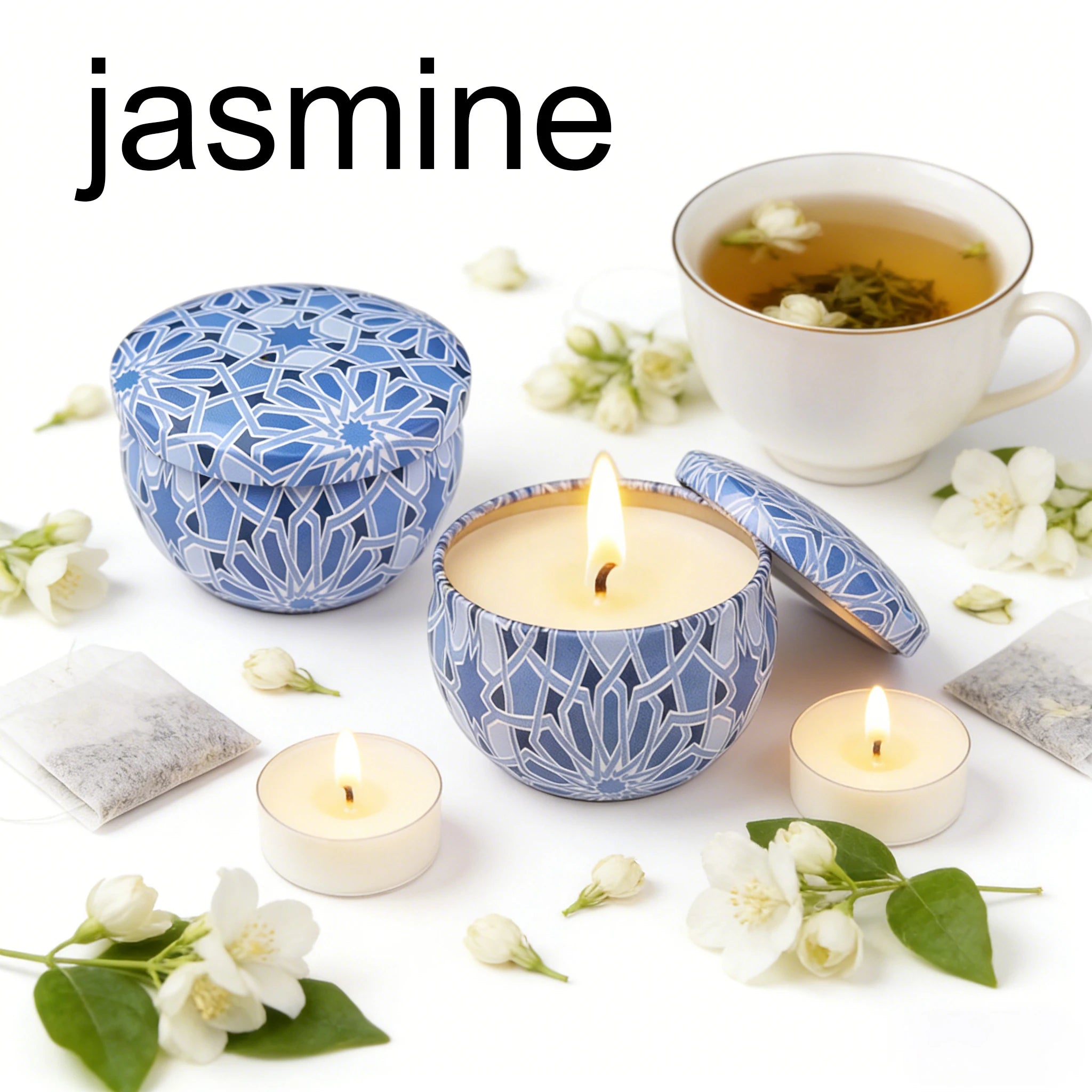 1 Pack of Ham-Scented Aromatherapy Candles, Small Tin Can Aromatherapy Candles, Available in White Tea Flower, Mint, Foxtail Grass, Honeysuckle, Bluebell, Jasmine, Lemongrass, Vanilla, Freesia, Lavender, Coconut Milk Scent, P