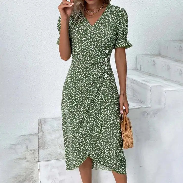 New 2026 Women's Boho Dresses Elegant Floral Print