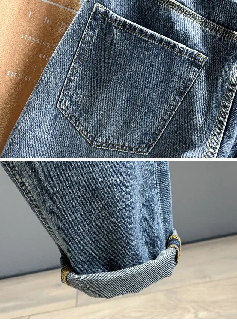 New Frayed Jeans Men Baggy