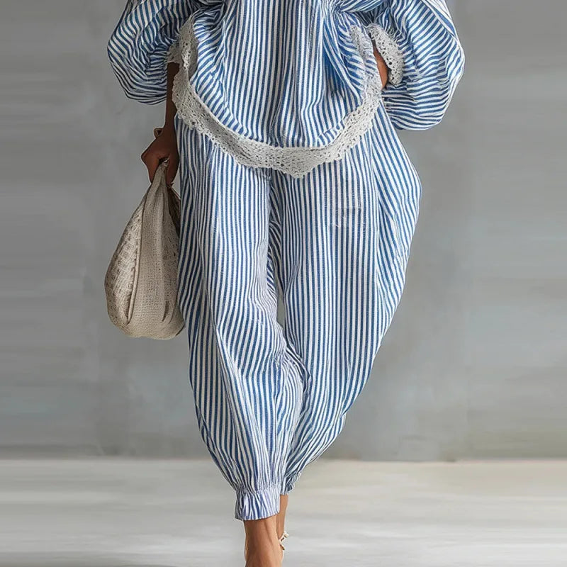 Boho Striped Two Piece Set for Women