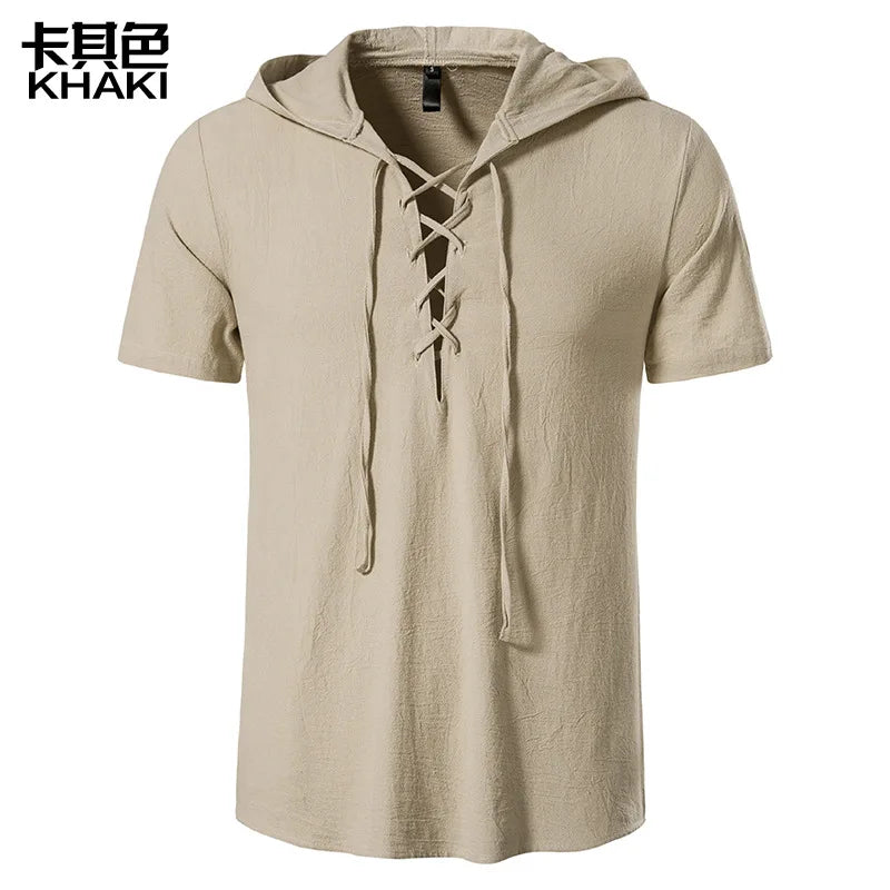 Men Shirts Hooded Solid Color