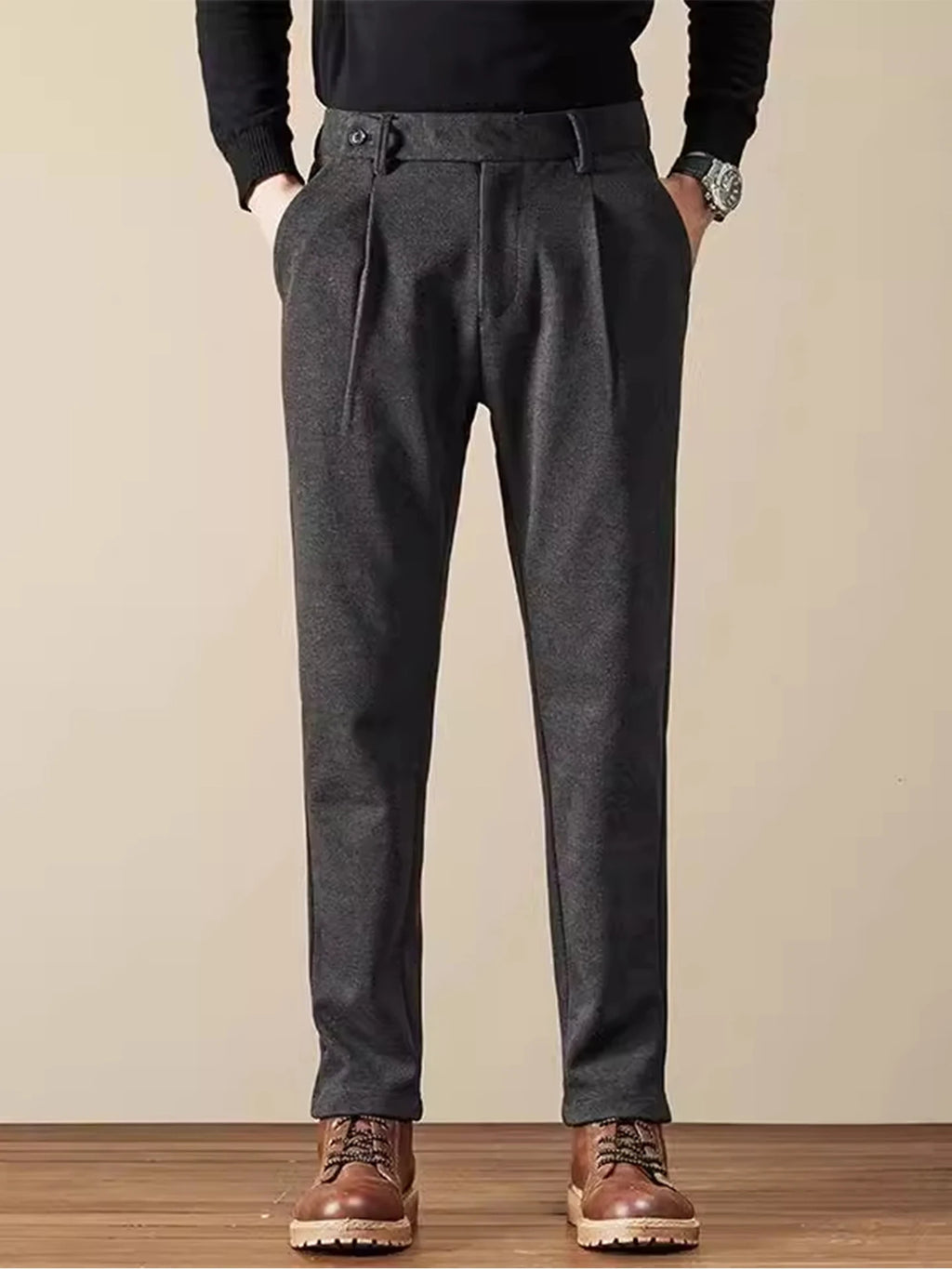 Business Casual Men's Brushed Khakis Straight Leg