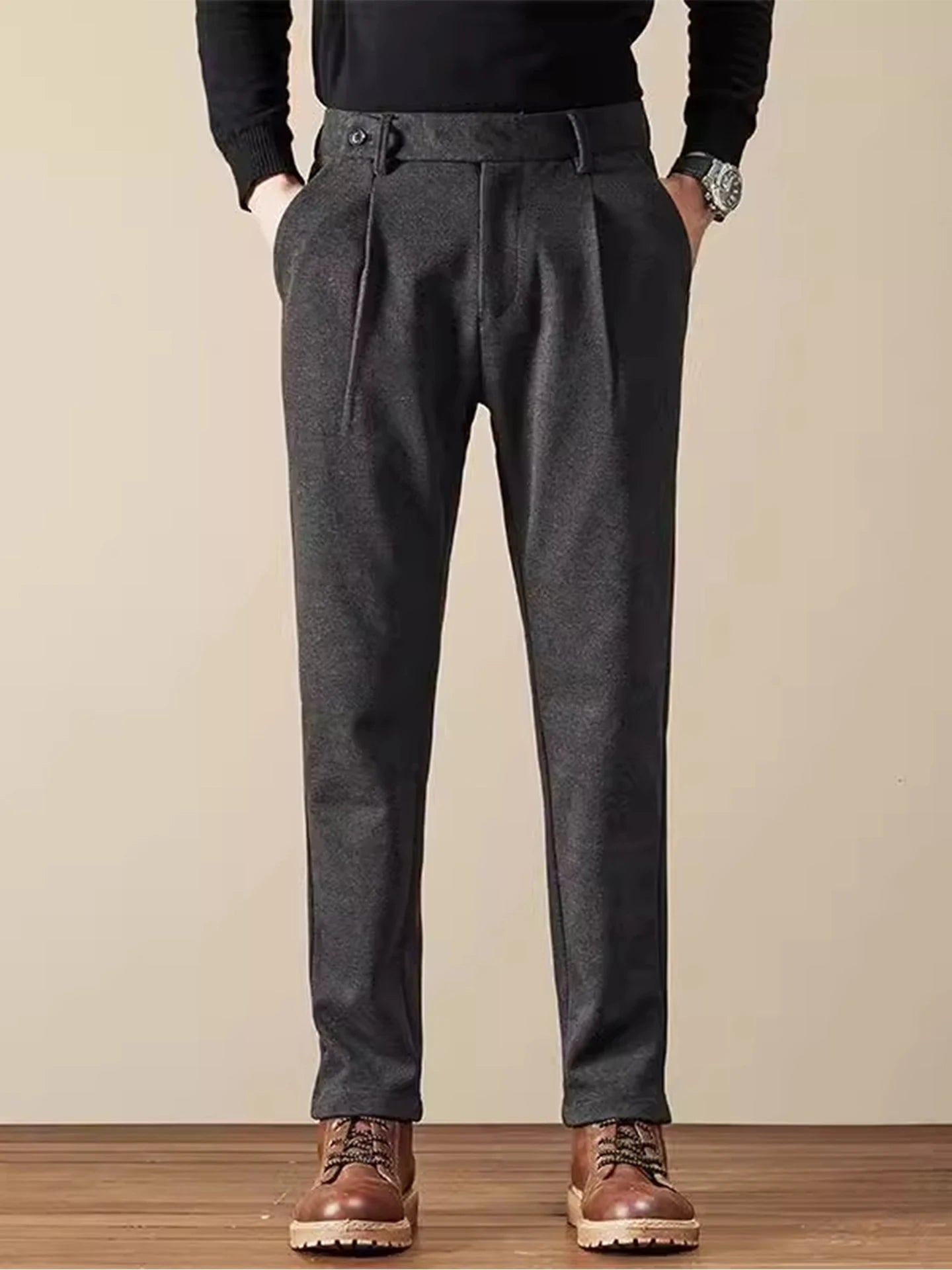 Business Casual Men's Brushed Khakis Straight Leg
