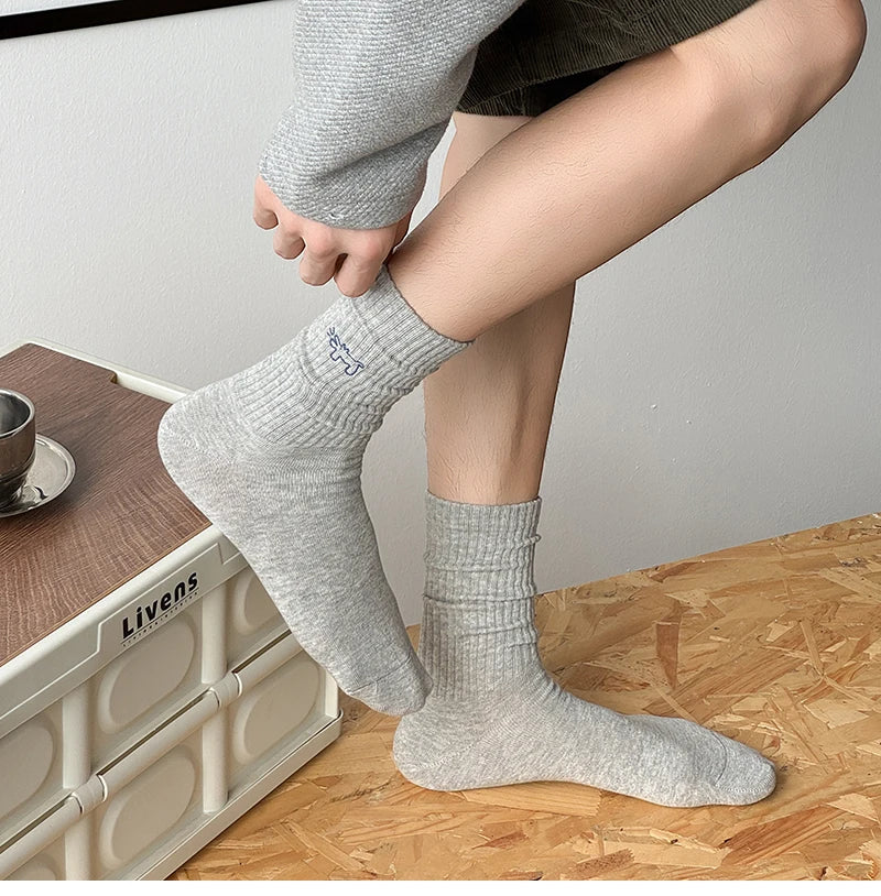 Men's Socks New Embroidery Fashion Solid Color