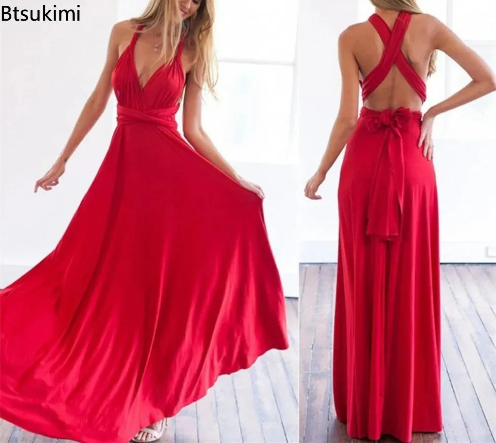Women Dresses Multiway Wrap Convertible Boho Maxi Dress