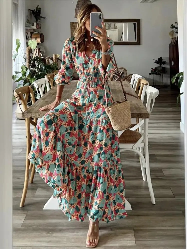 Summer Boho Print Casual Dress
