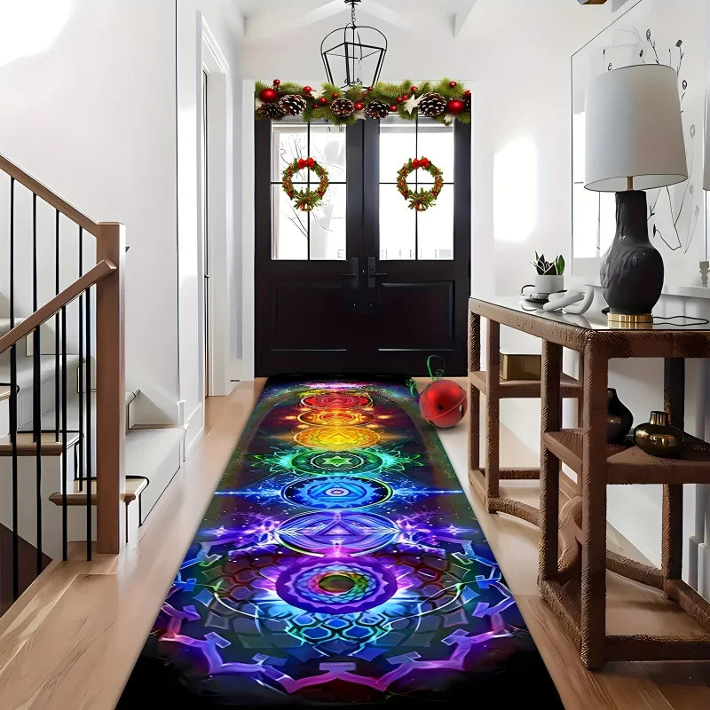Seven Chakra Energy Yoga Mat Rainbow Seven-Color Chakra Lotus Design