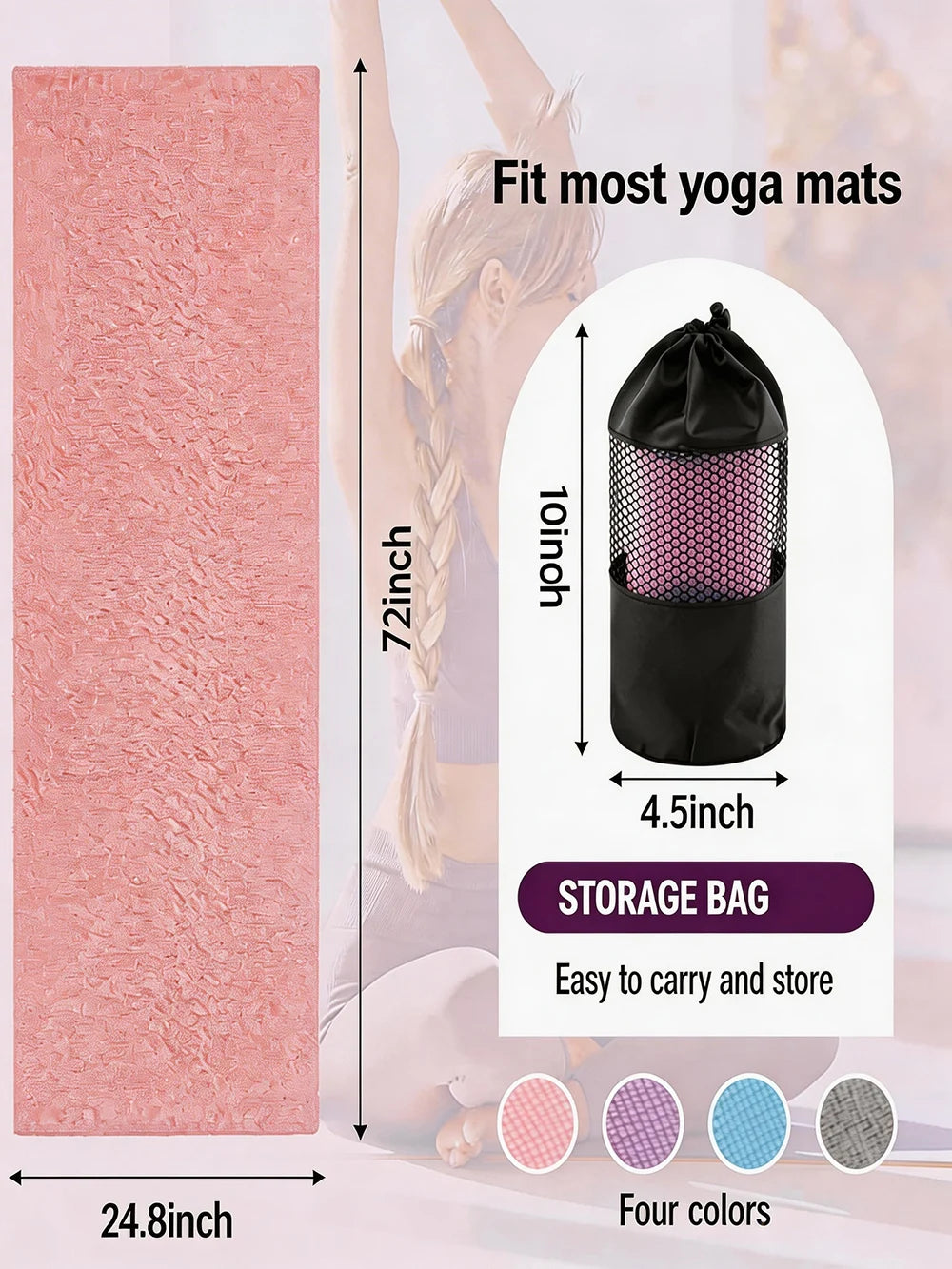 Non Slip Yoga Towel 72"x24" Microfiber Yoga Mat Cover