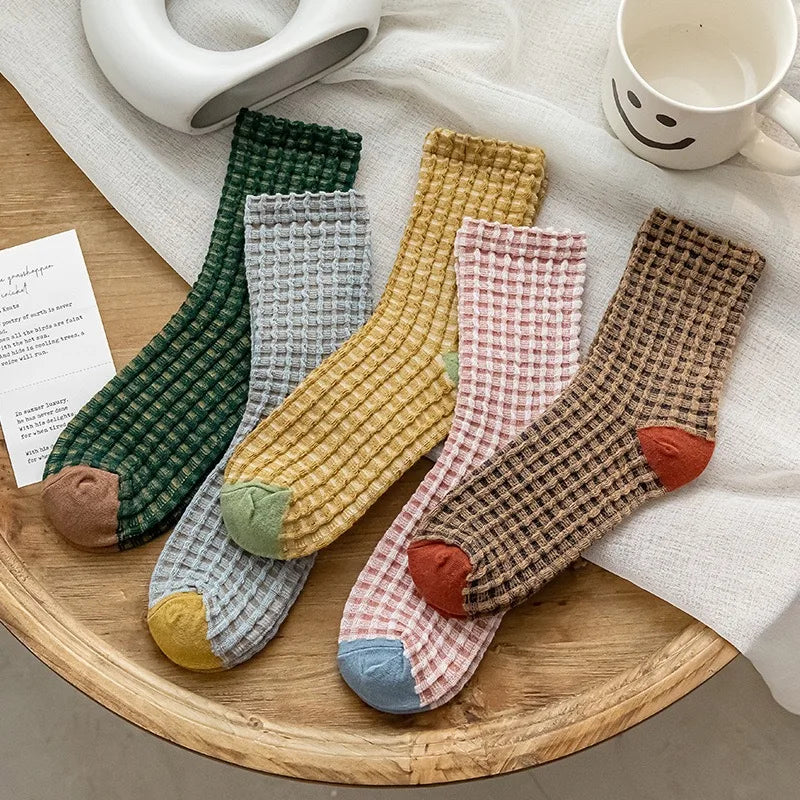 Women's Checkered Retro Vintage Cotton Socks
