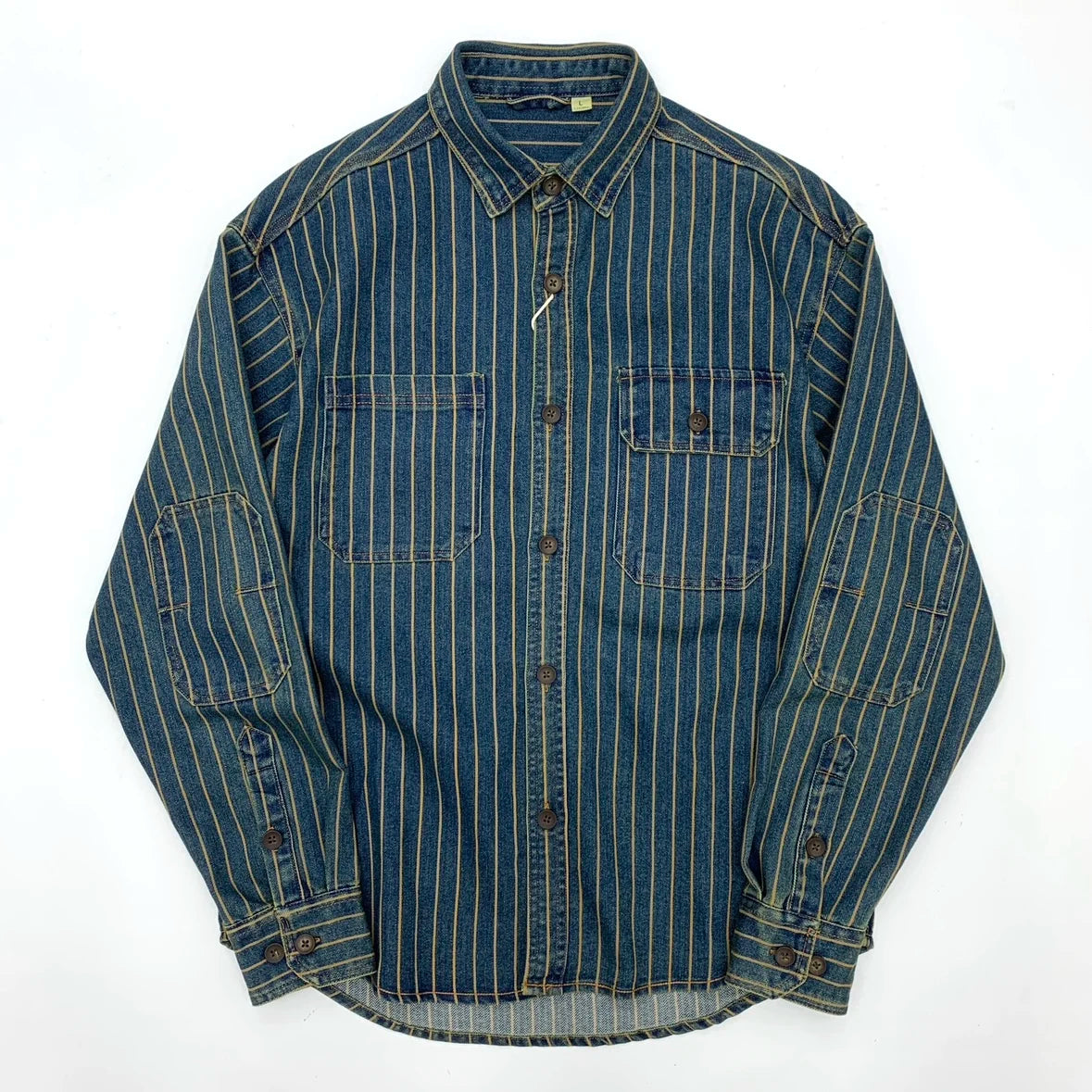 Autumn New American Retro Heavyweight Striped Denim Shirt Jacket