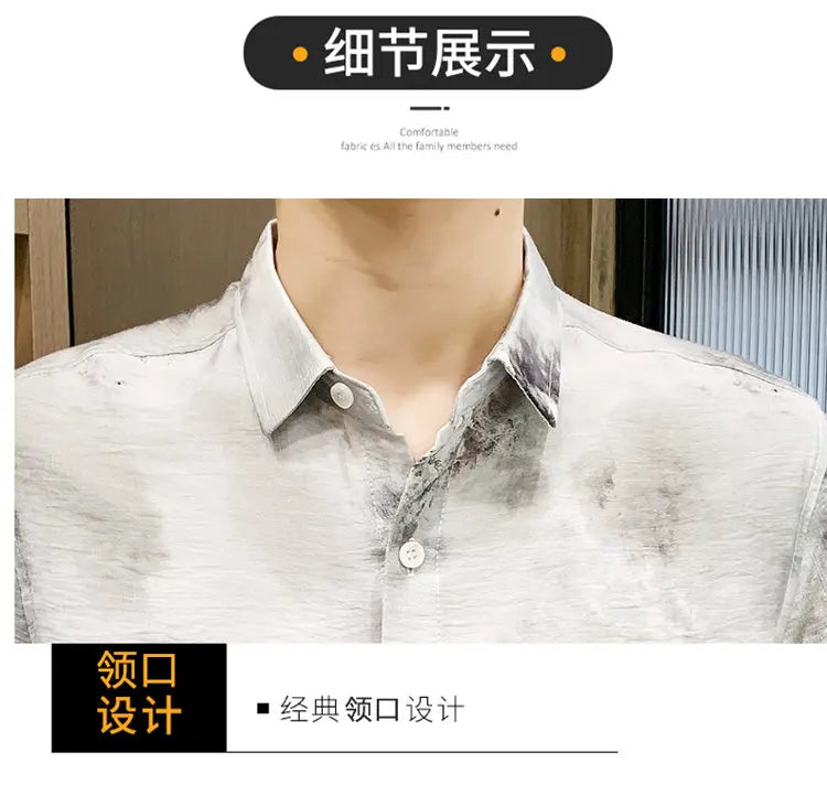 Fashion Men Summer Casual Short Sleeve Floral Shirt